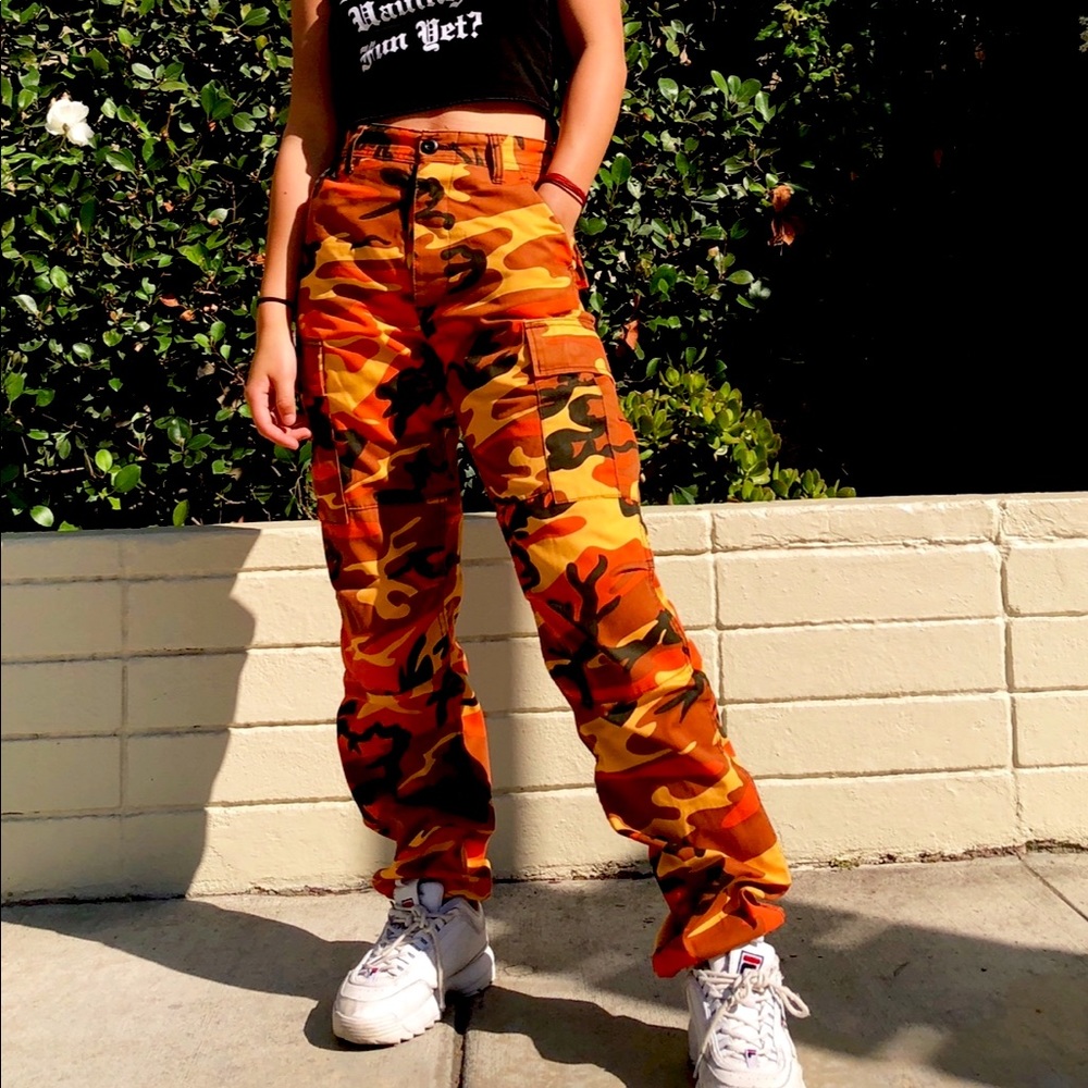 Orange Camo Cargo Pants
